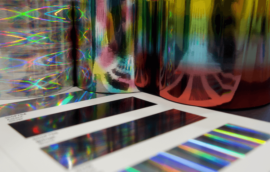 Colourful, shiny image of foil materials