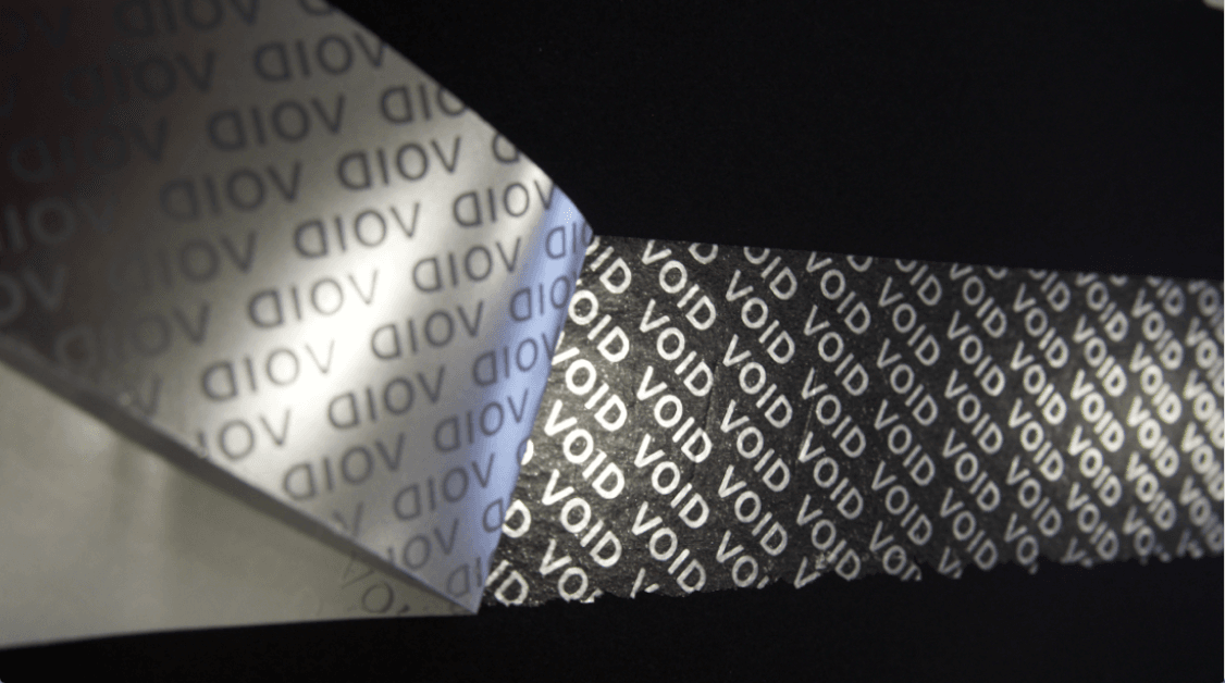 Tamper Evident/Tamper Proof/Security Tape/Void written in Silver