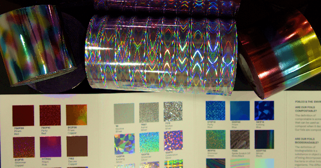 Hot Foil Printing Materials Used with images of holographic material rolls