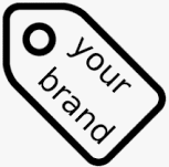 Your brand icon image on a lable tag